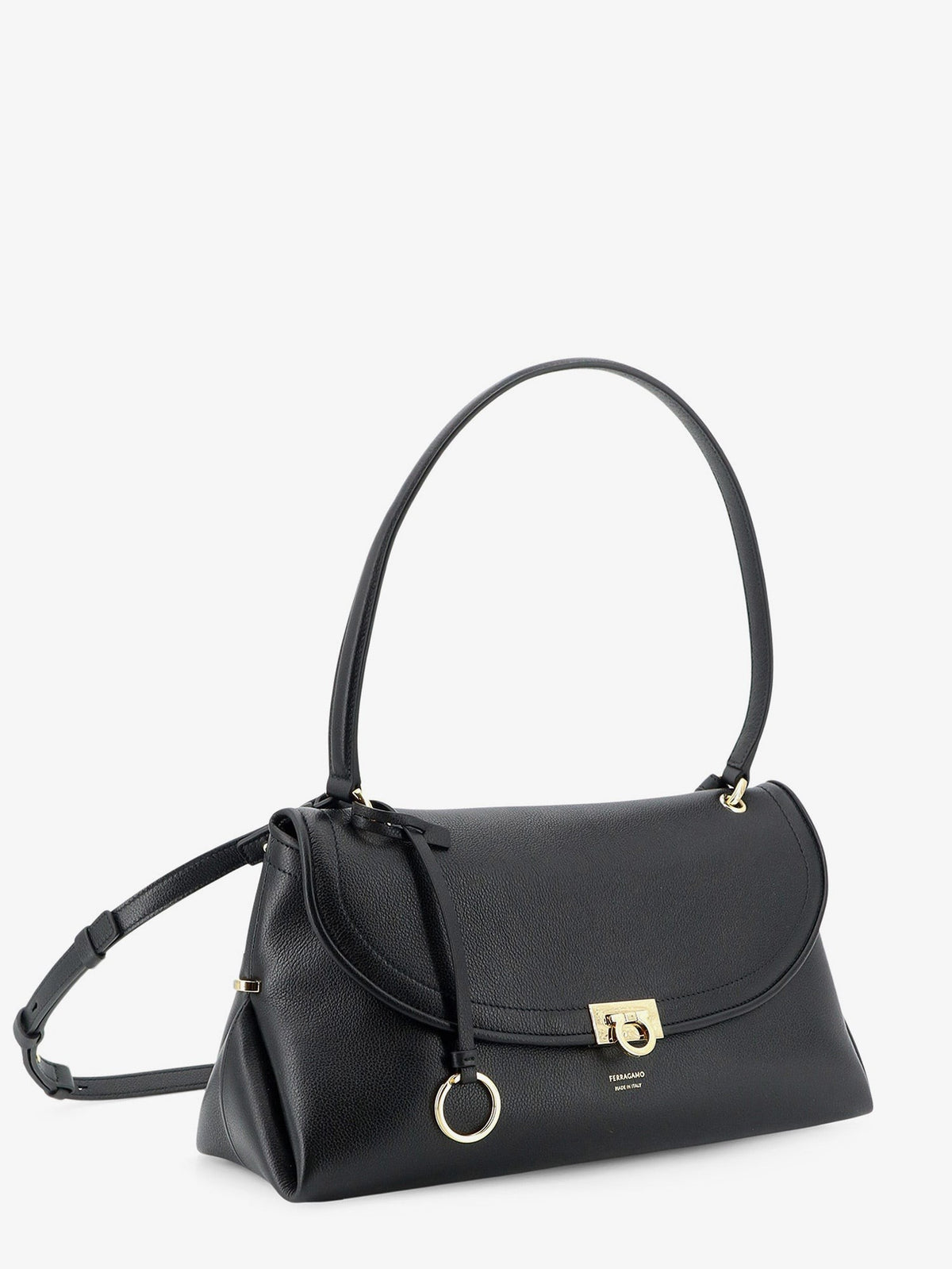 Ferragamo - Leather shoulder bag with Gancini detail