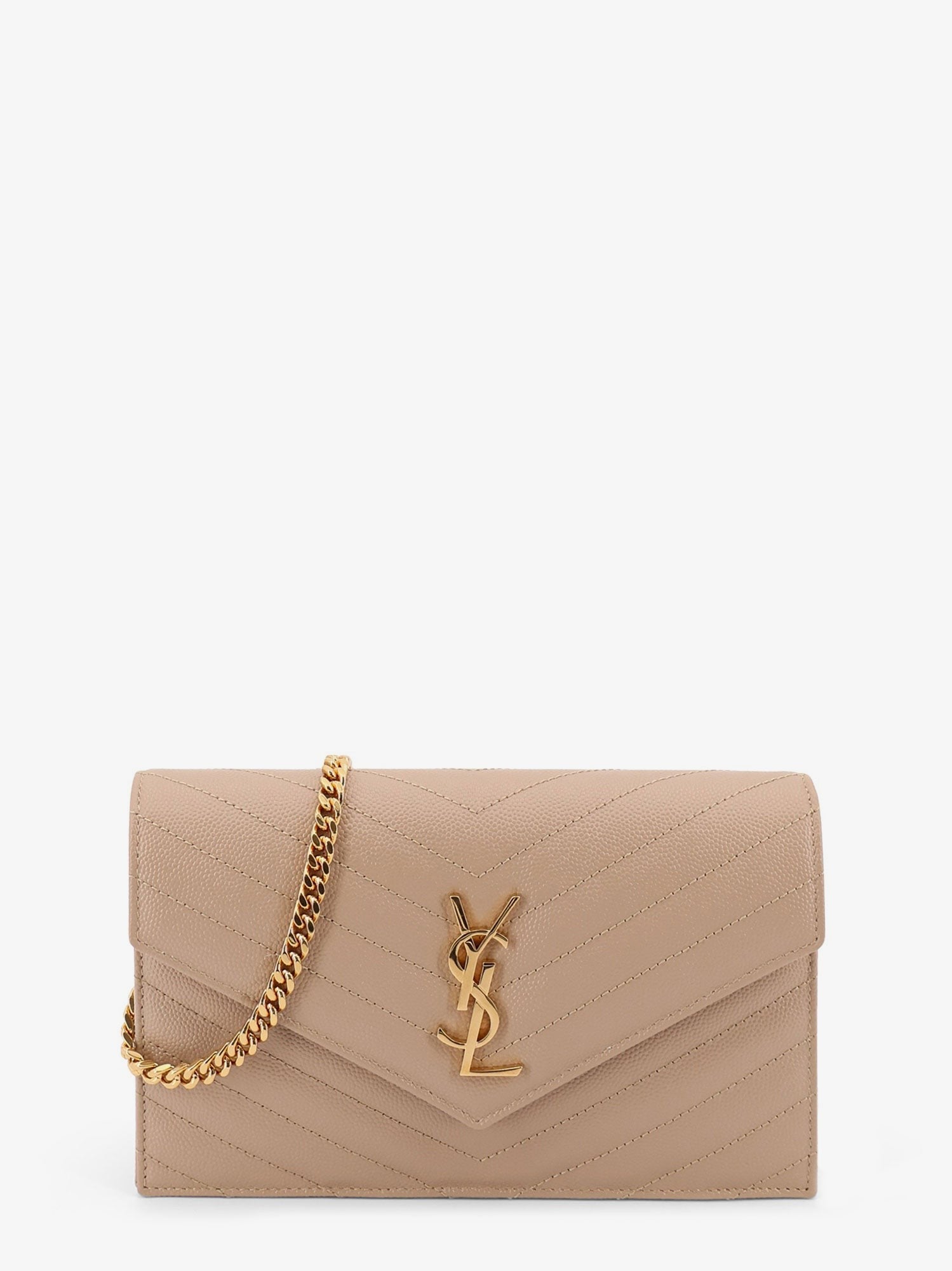 Saint Laurent - Leather shoulder bag with metal Cassandre logo