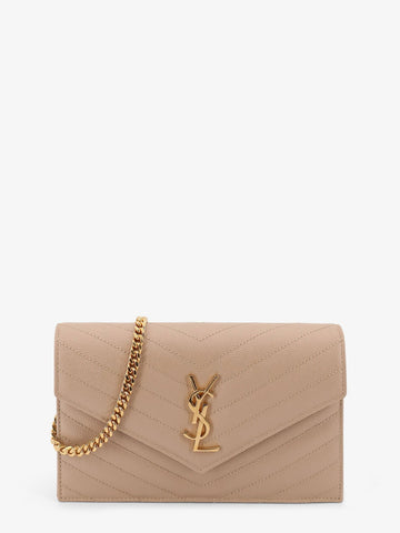Saint Laurent - Leather shoulder bag with metal Cassandre logo