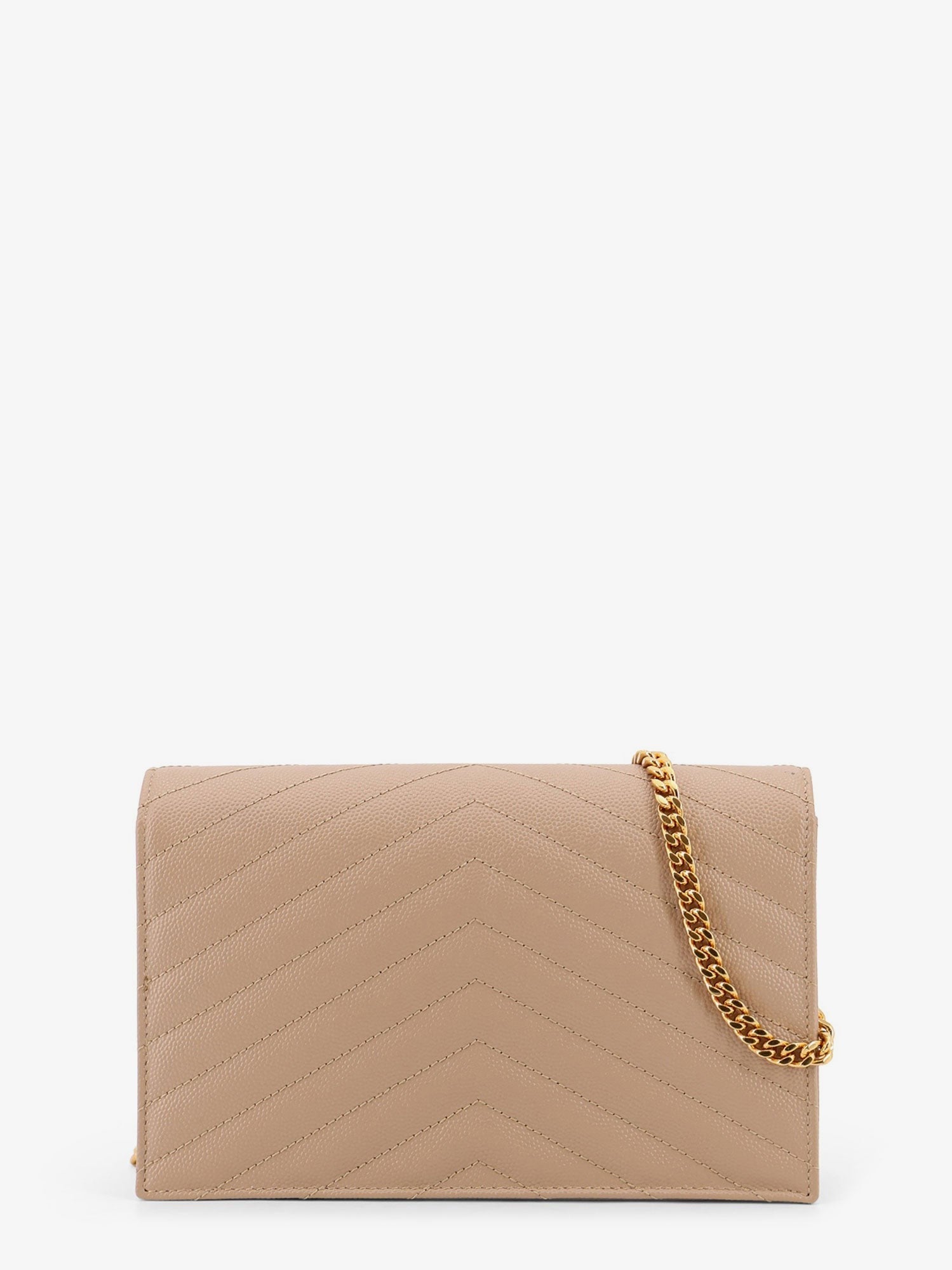 Saint Laurent - Leather shoulder bag with metal Cassandre logo