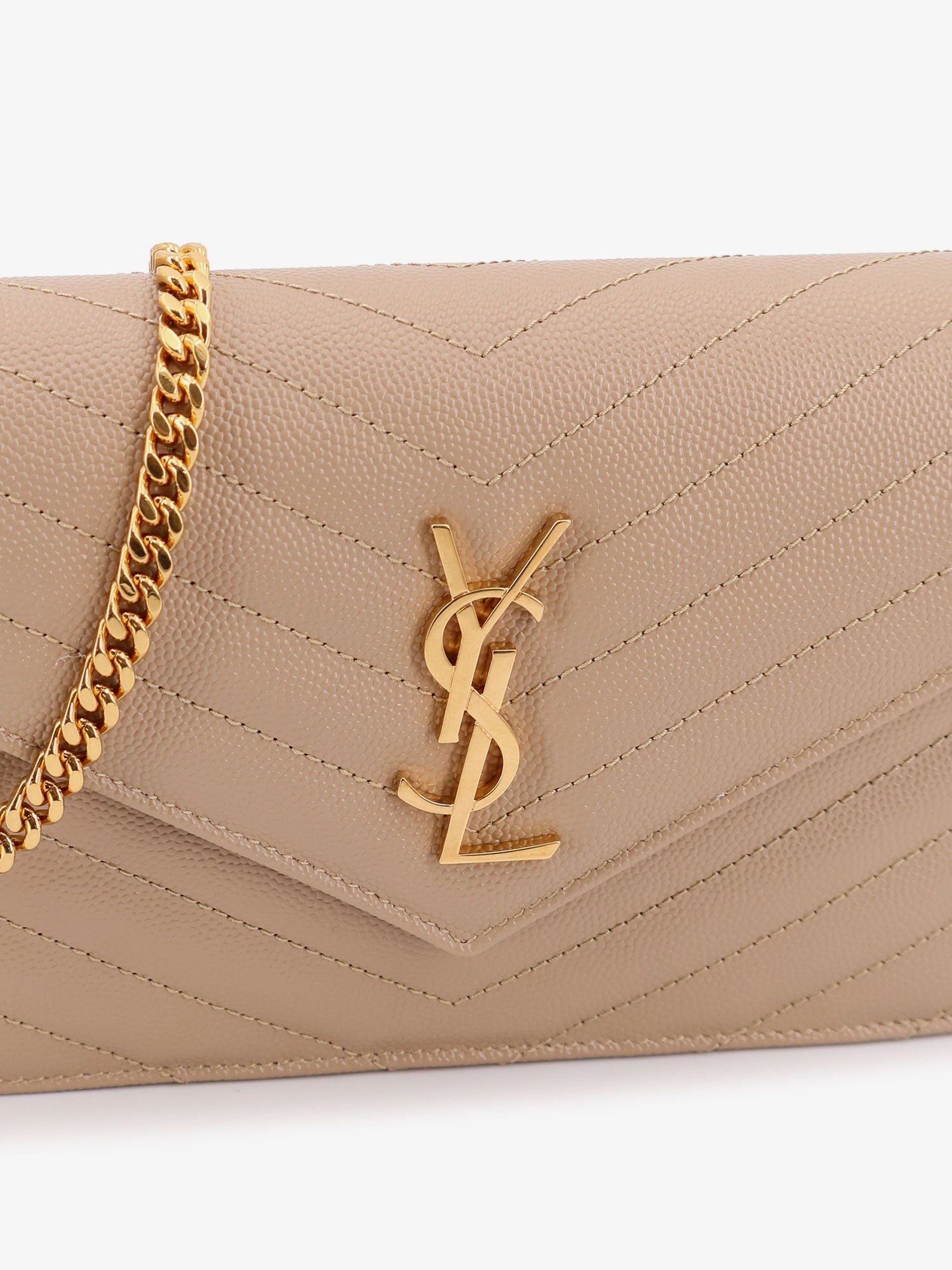 Saint Laurent - Leather shoulder bag with metal Cassandre logo