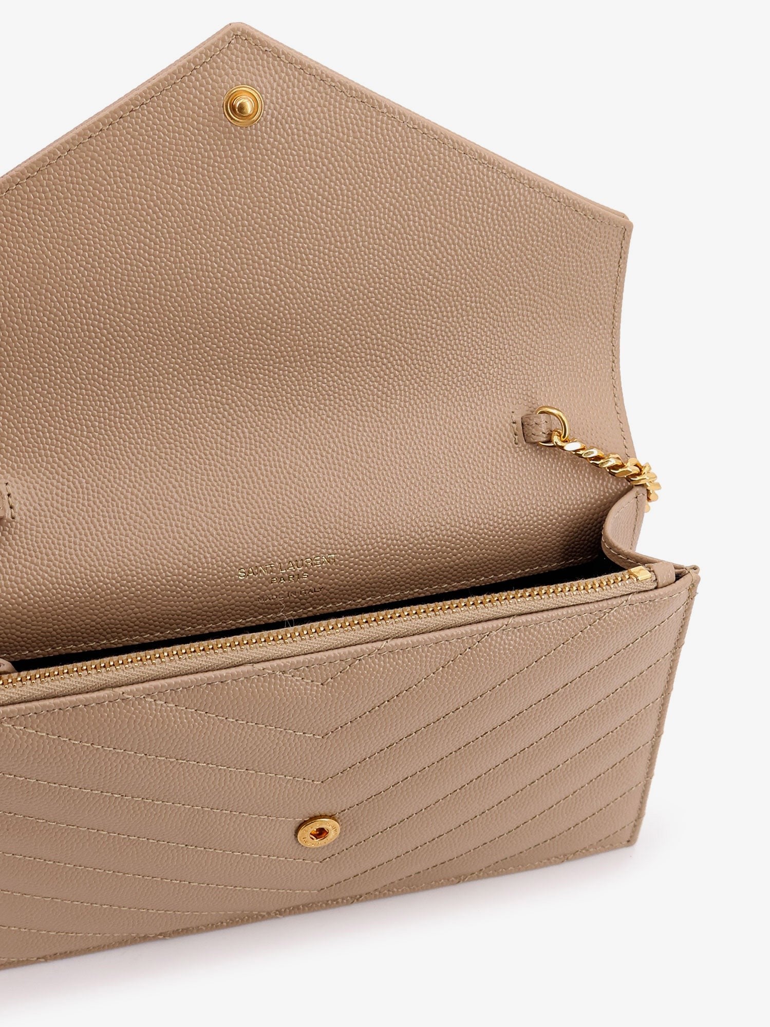 Saint Laurent - Leather shoulder bag with metal Cassandre logo