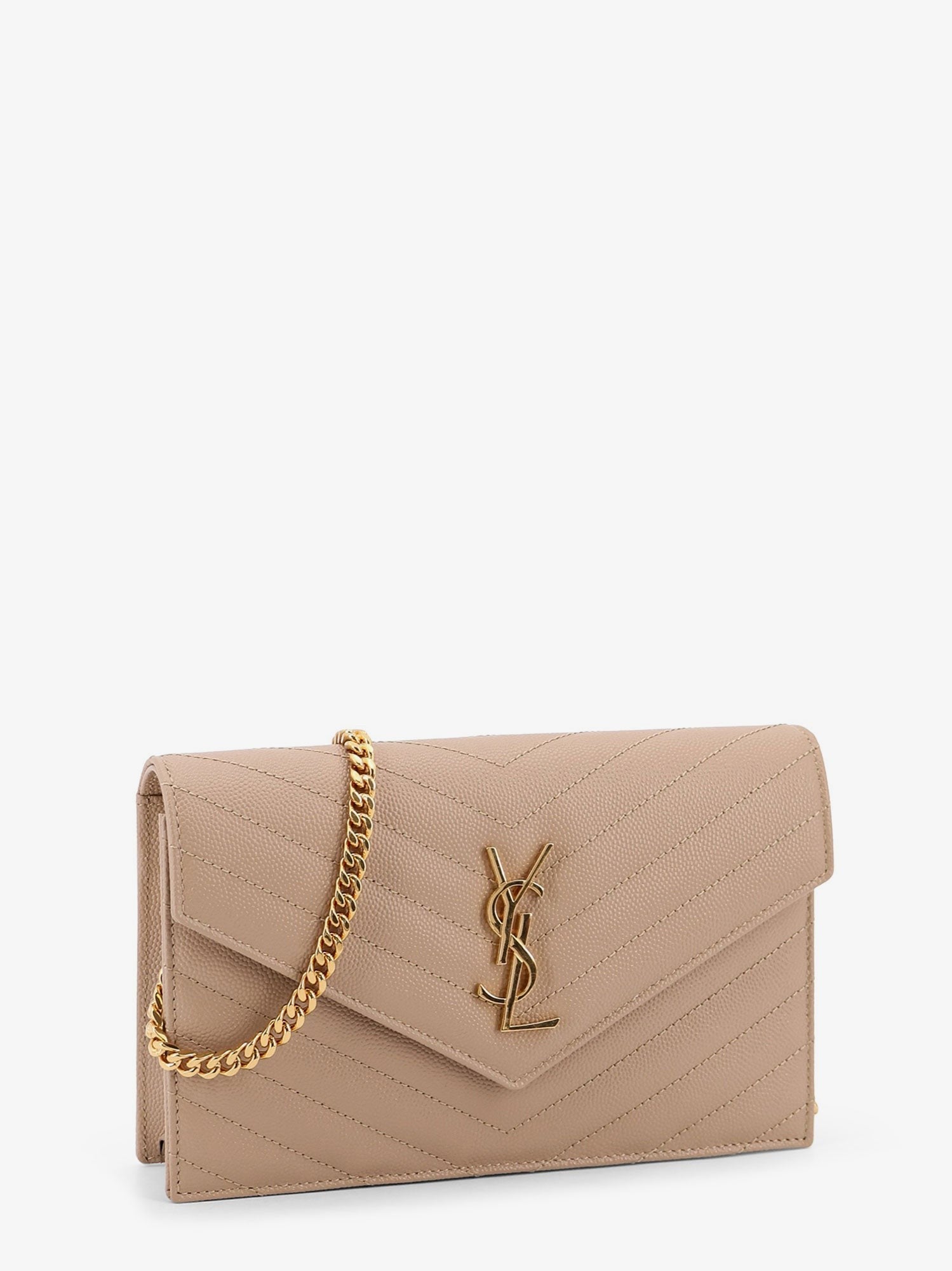 Saint Laurent - Leather shoulder bag with metal Cassandre logo