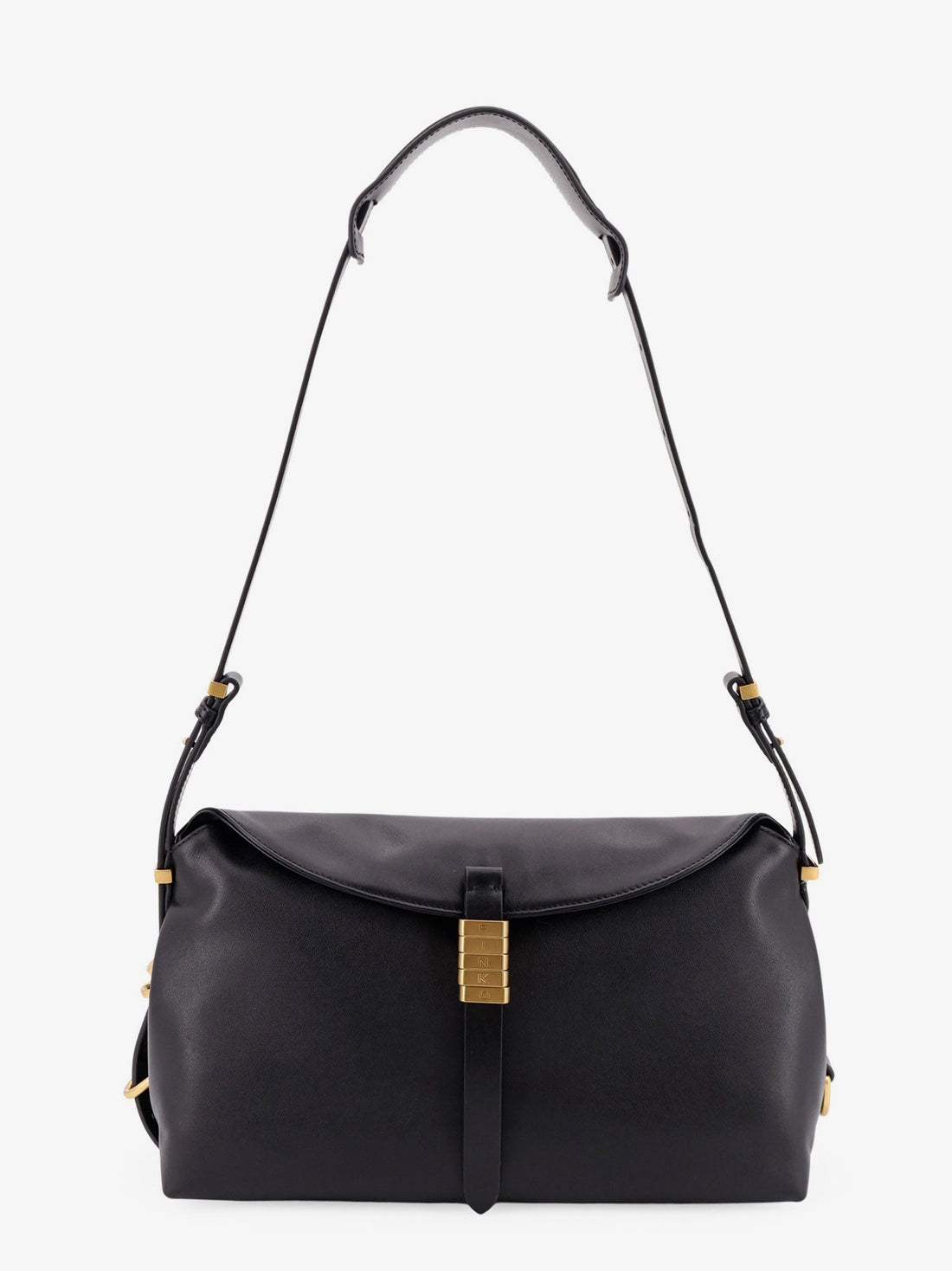 Pinko - Leather shoulder bag with metal detail with engraved logo leather-shoulder-bag-with-metal-detail-with-engraved-logo_8e6318fb-5146-4b38-8158-4d29089a7a85