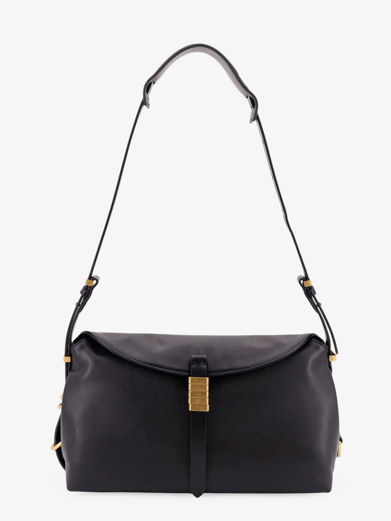 Pinko - Leather shoulder bag with metal detail with engraved logo leather-shoulder-bag-with-metal-detail-with-engraved-logo_8e6318fb-5146-4b38-8158-4d29089a7a85