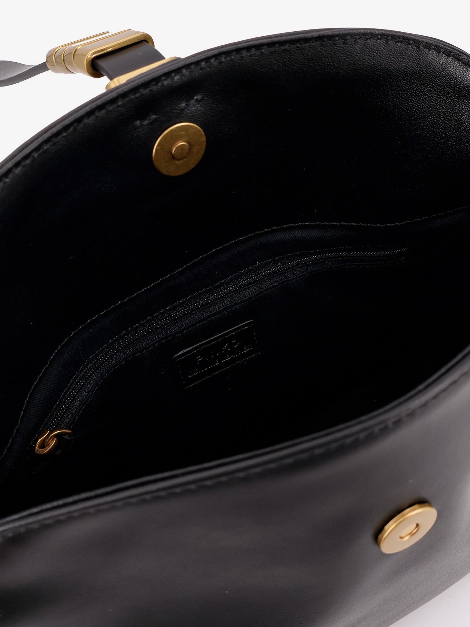 Leather shoulder bag with metal detail with engraved logo