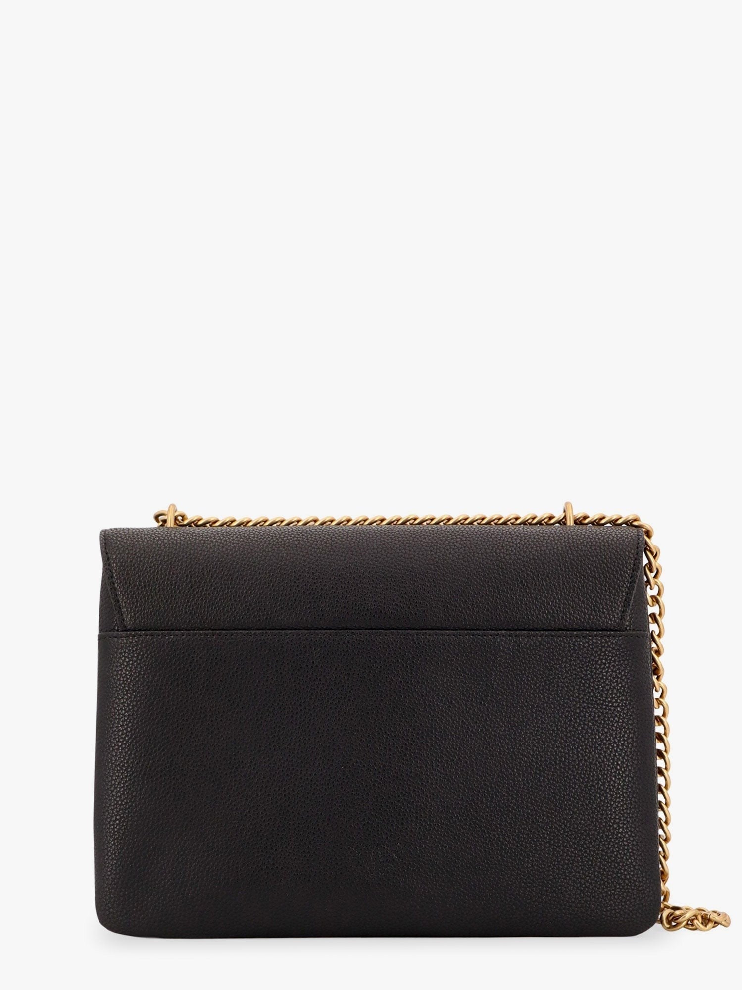 Leather shoulder bag with metal love birds buckle