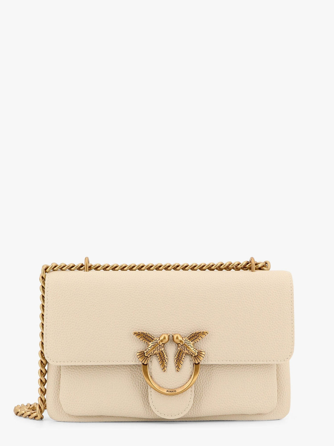 Pinko - Leather shoulder bag with metal love birds buckle leather-shoulder-bag-with-metal-love-birds-buckle_ec94e6d3-3121-43bd-bb7d-e88d503f54c4
