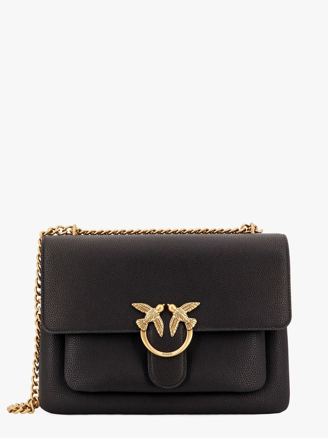Pinko - Leather shoulder bag with metal love birds buckle leather-shoulder-bag-with-metal-love-birds-buckle_f1b31a74-91bf-4a3e-86f6-de5e490ba5fb