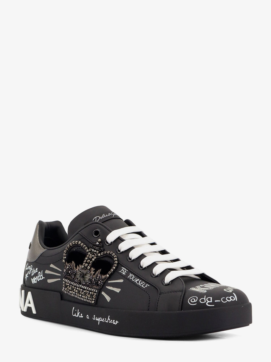 Leather sneakers with iconic prints