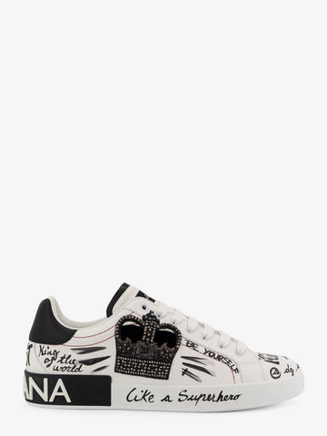 Leather sneakers with iconic prints