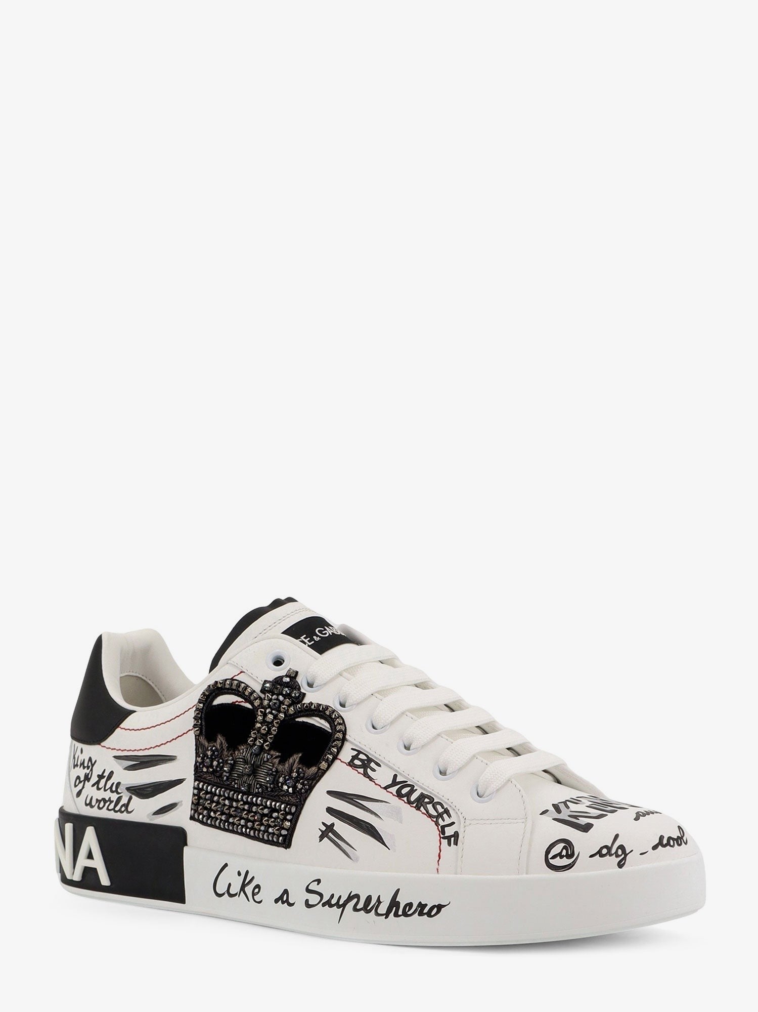 Leather sneakers with iconic prints