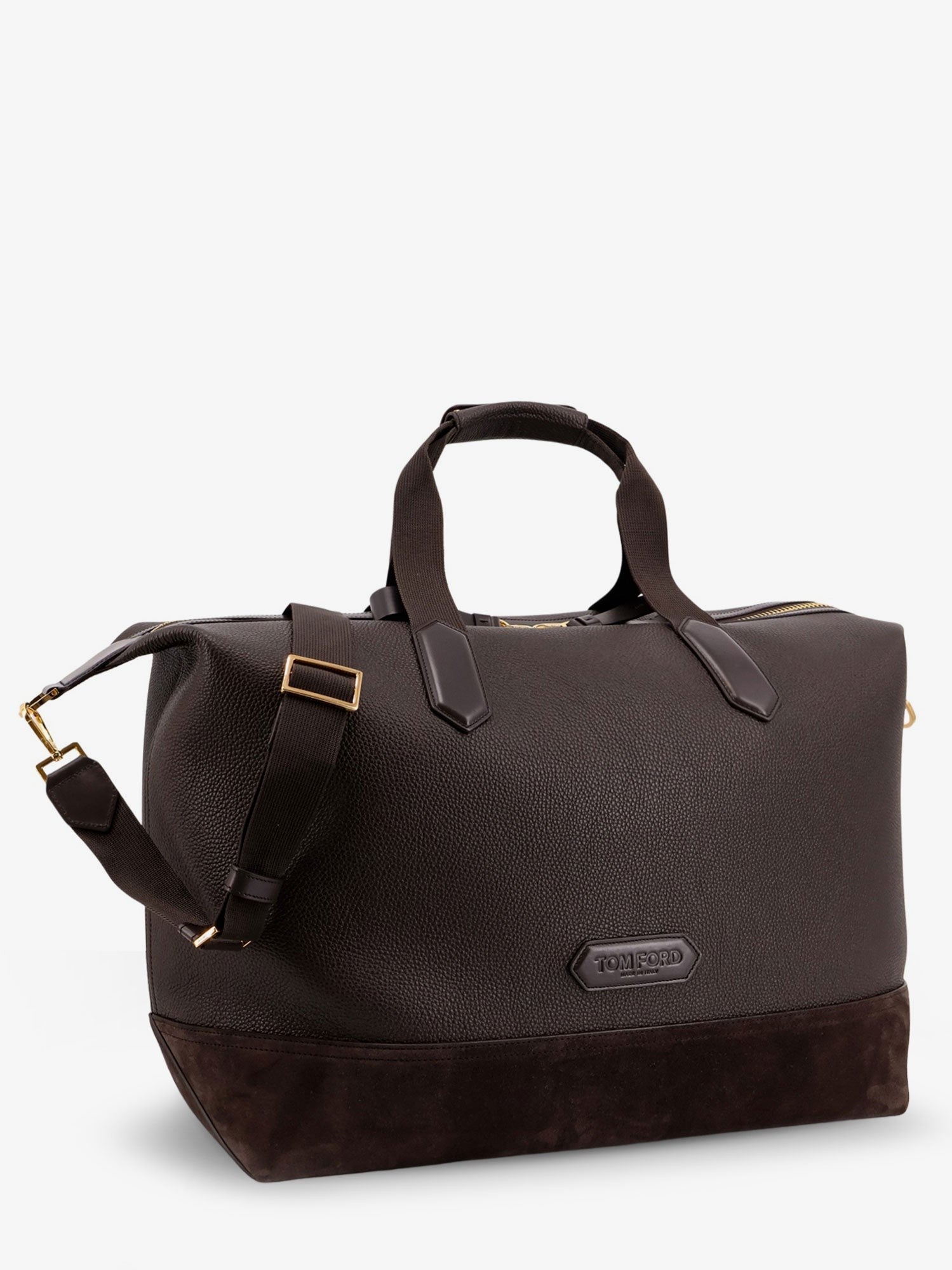 TOM FORD - Leather travel bag with suede inserts
