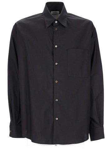 LEMAIRE - Cotton and Silk-Blend Shirt - Black lemaire-cotton-silk-blend-shirt-black-front-jpg