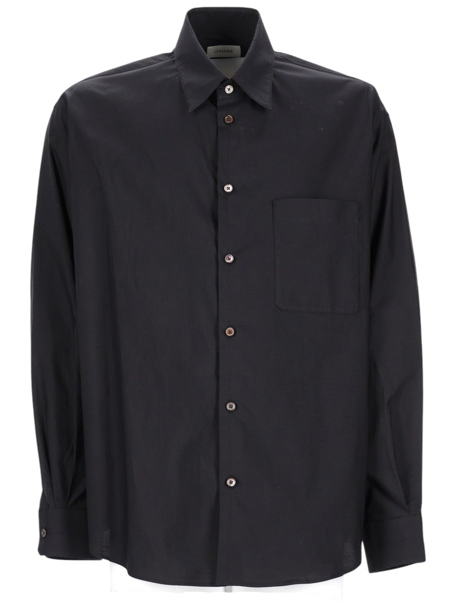 LEMAIRE - Cotton and Silk-Blend Shirt - Black lemaire-cotton-silk-blend-shirt-black-front-jpg