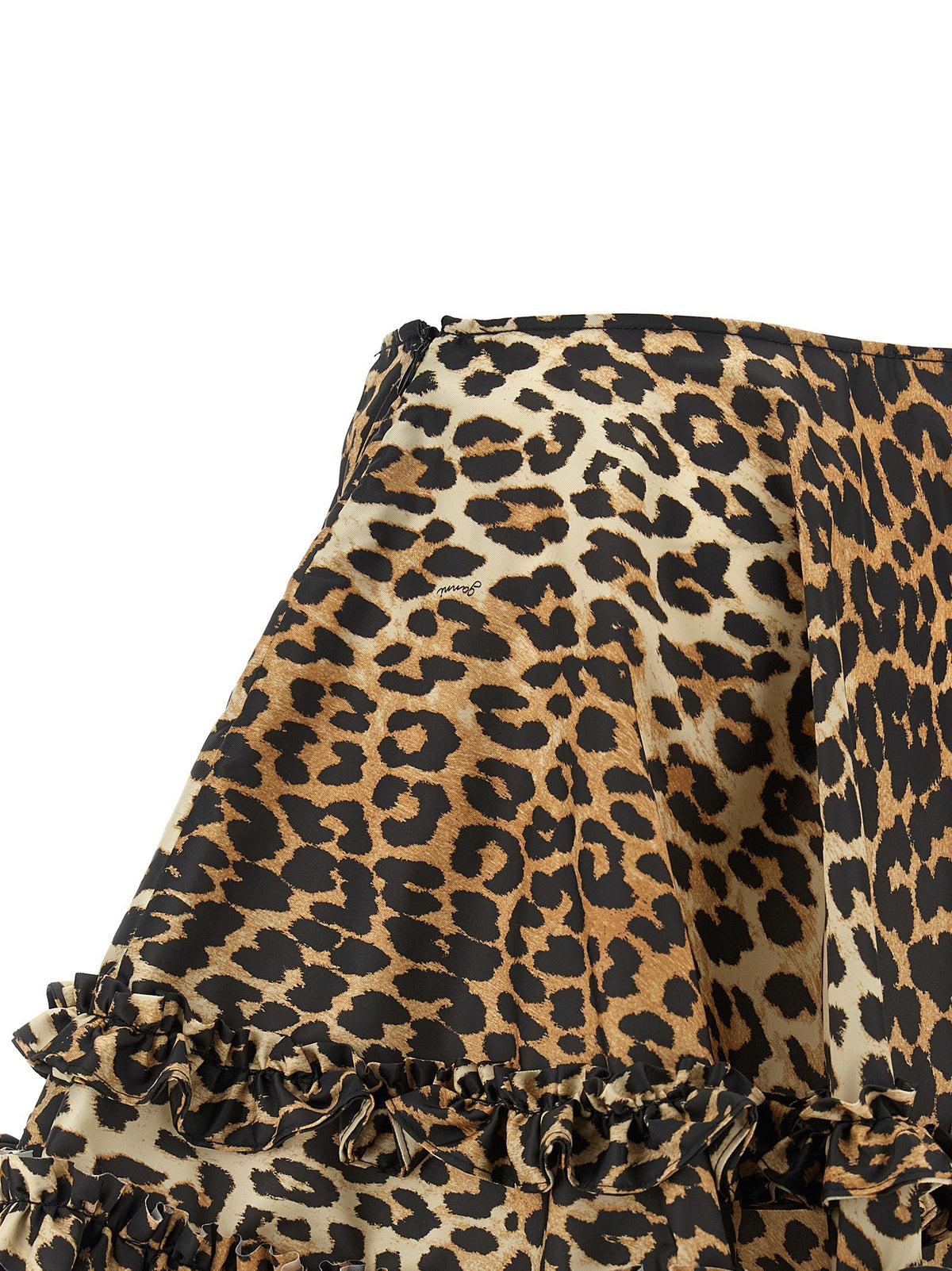 GANNI - 'Leopard Duchesse Nylon Mini Frill' skirt