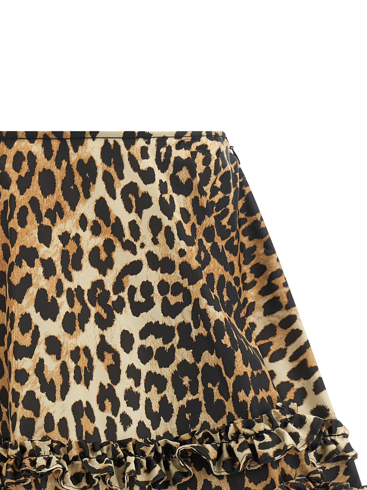 GANNI - 'Leopard Duchesse Nylon Mini Frill' skirt