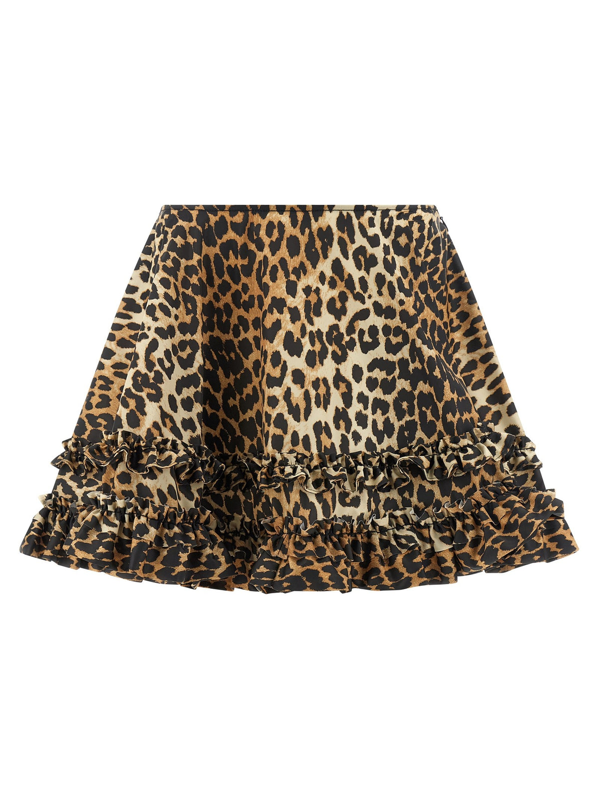 GANNI - 'Leopard Duchesse Nylon Mini Frill' skirt