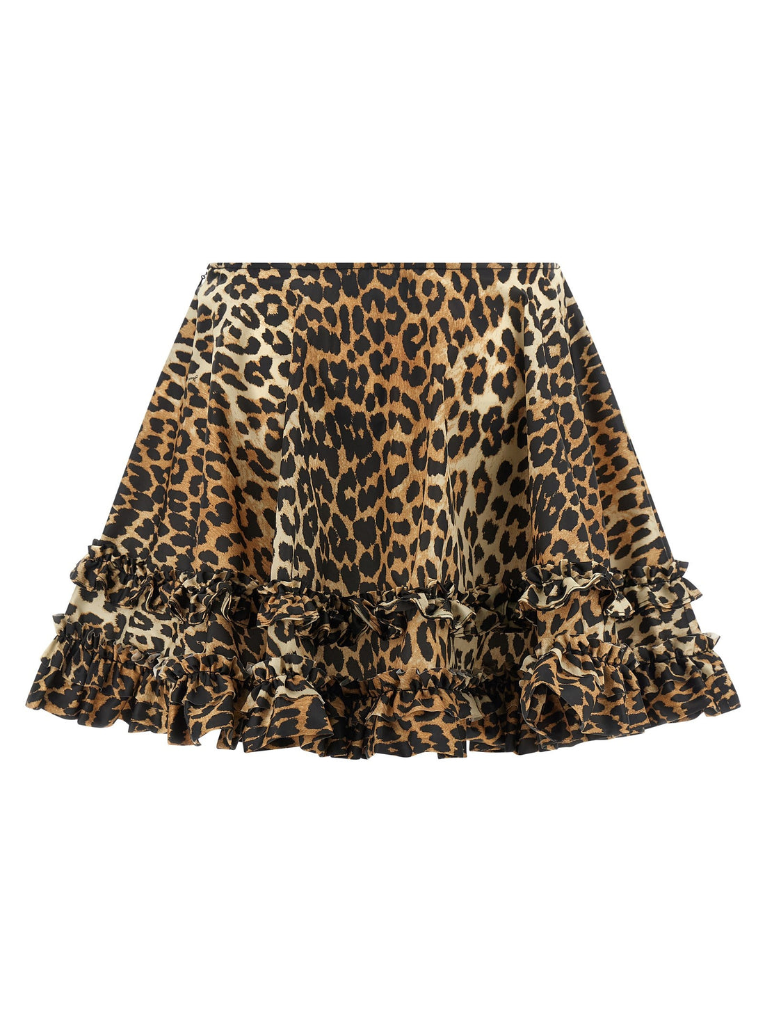 GANNI - 'Leopard Duchesse Nylon Mini Frill' skirt
