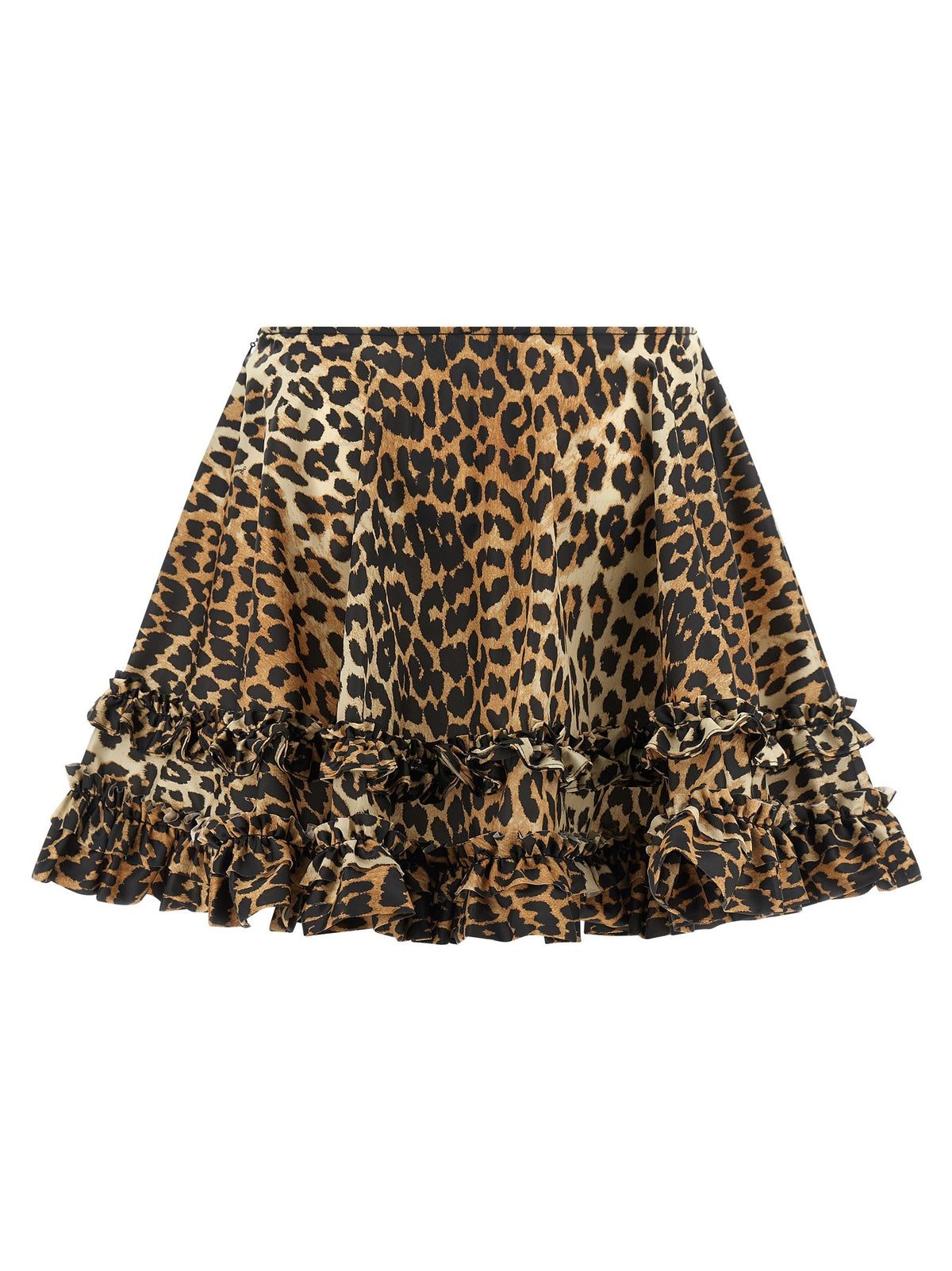 GANNI - 'Leopard Duchesse Nylon Mini Frill' skirt