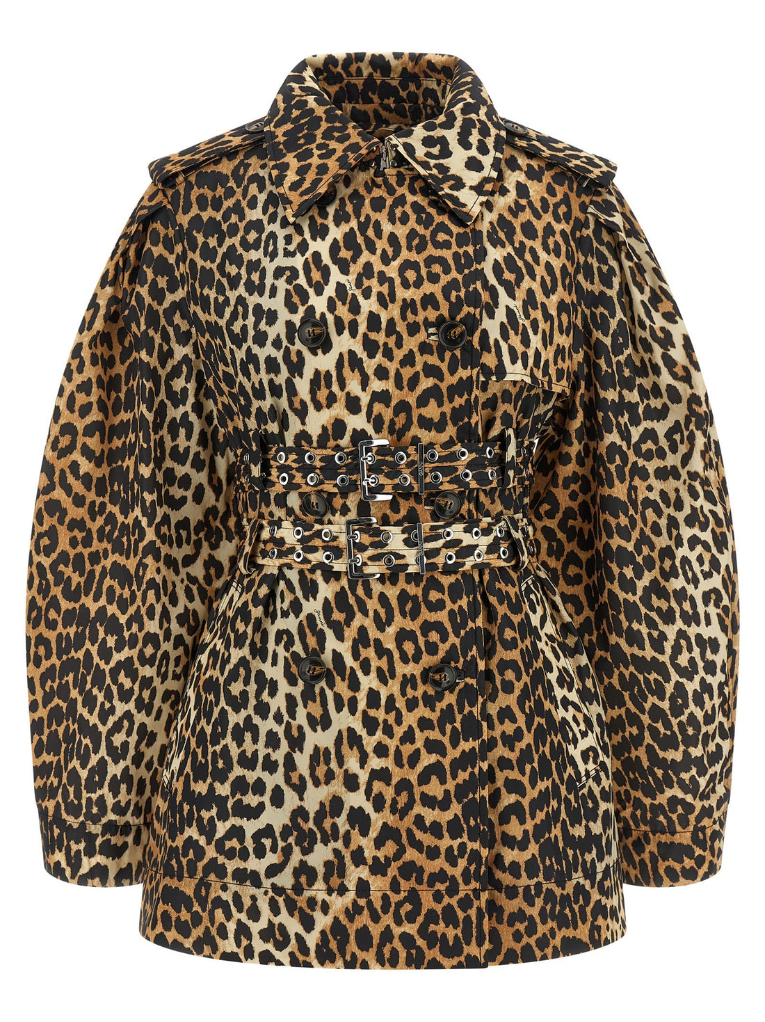 GANNI - 'Leopard Duchesse Nylon Short' trench coat leopard-duchesse-nylon-short-trench-coat_88bc331a-b037-4a91-9c2a-9286b0c8e5b3