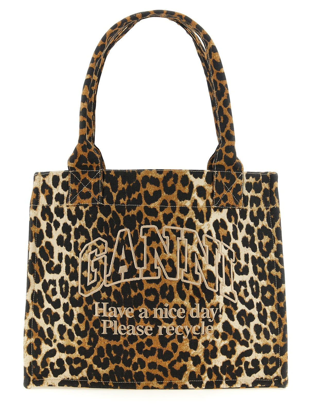 GANNI - 'Leopard' large shopping bag