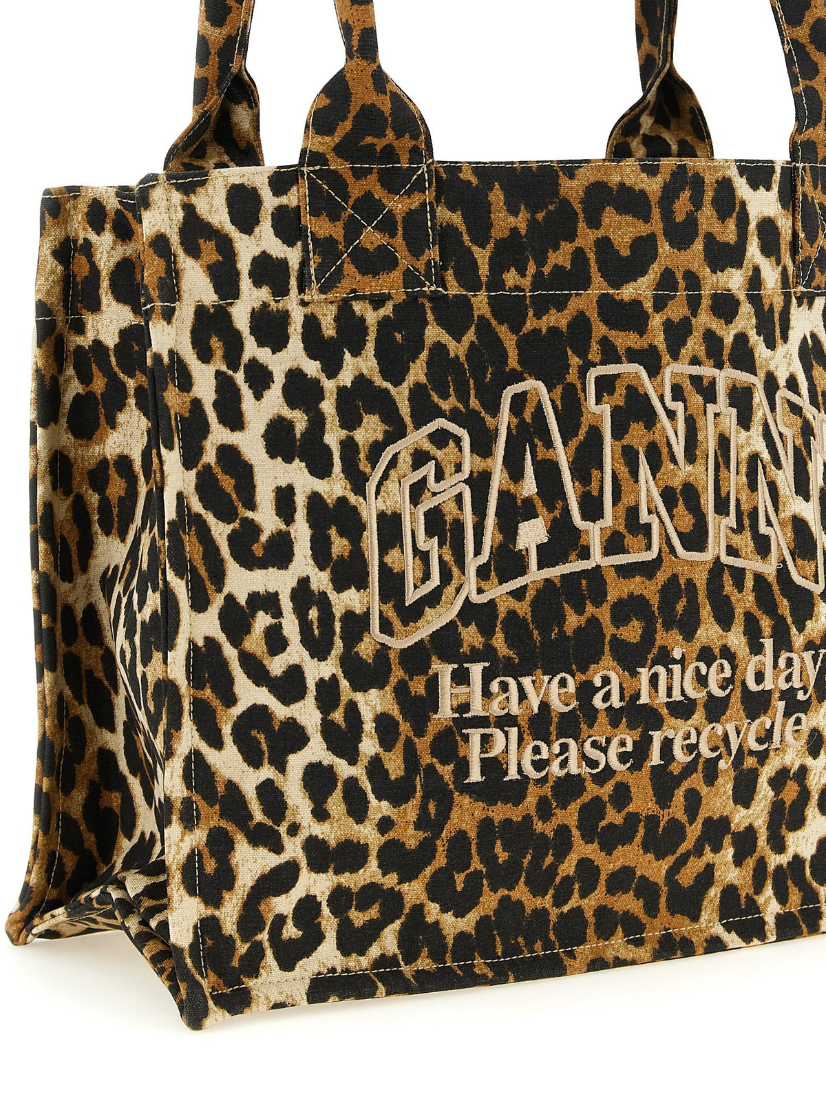 GANNI - 'Leopard' large shopping bag