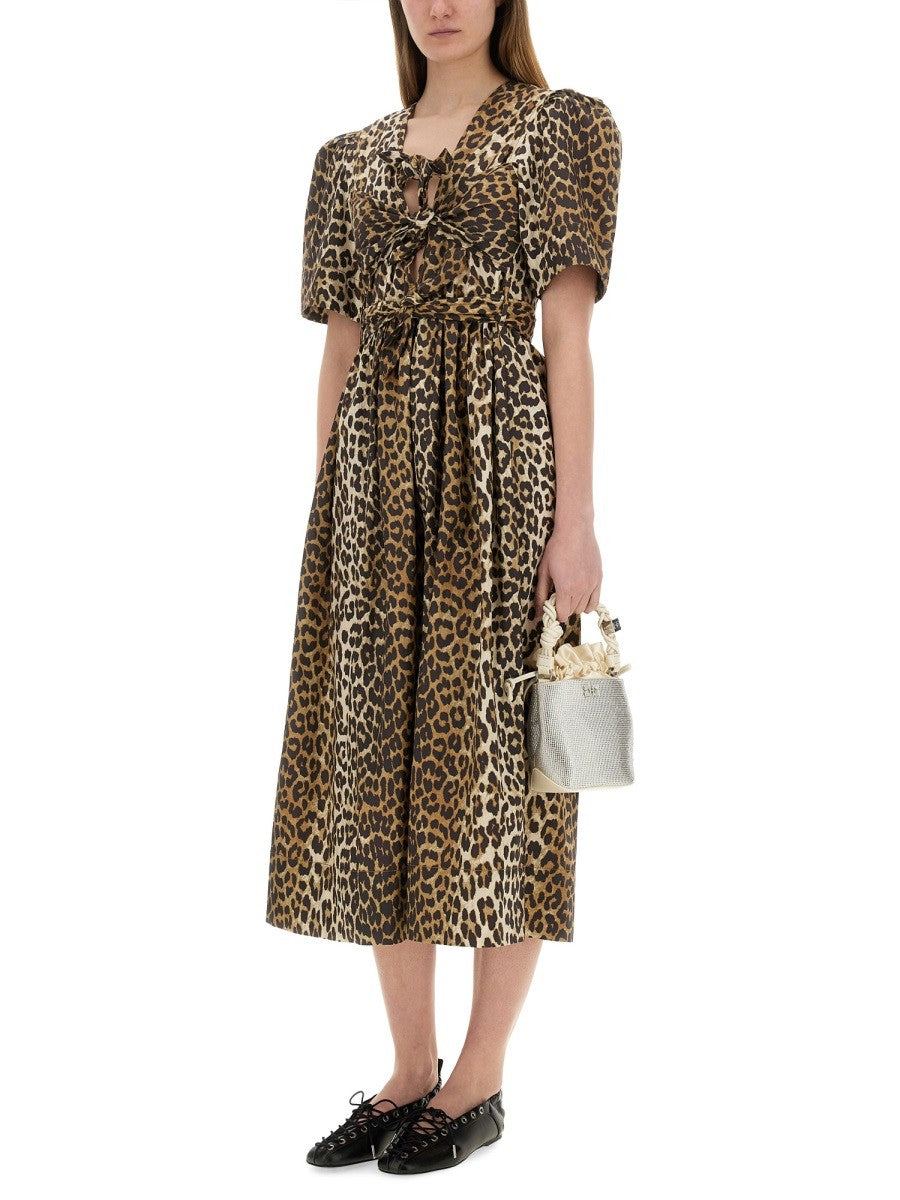 GANNI GANNI - LEOPARD PRINT MIDI DRESS