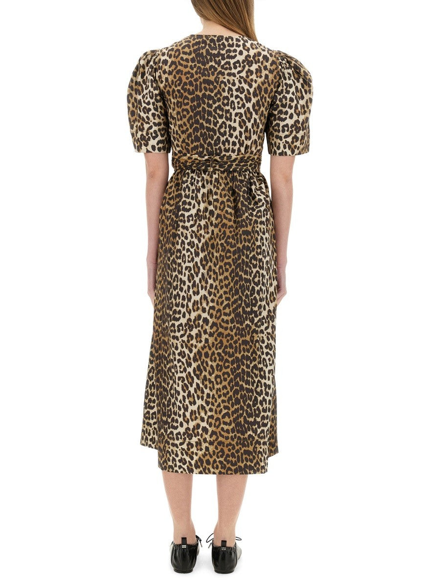 GANNI GANNI - LEOPARD PRINT MIDI DRESS