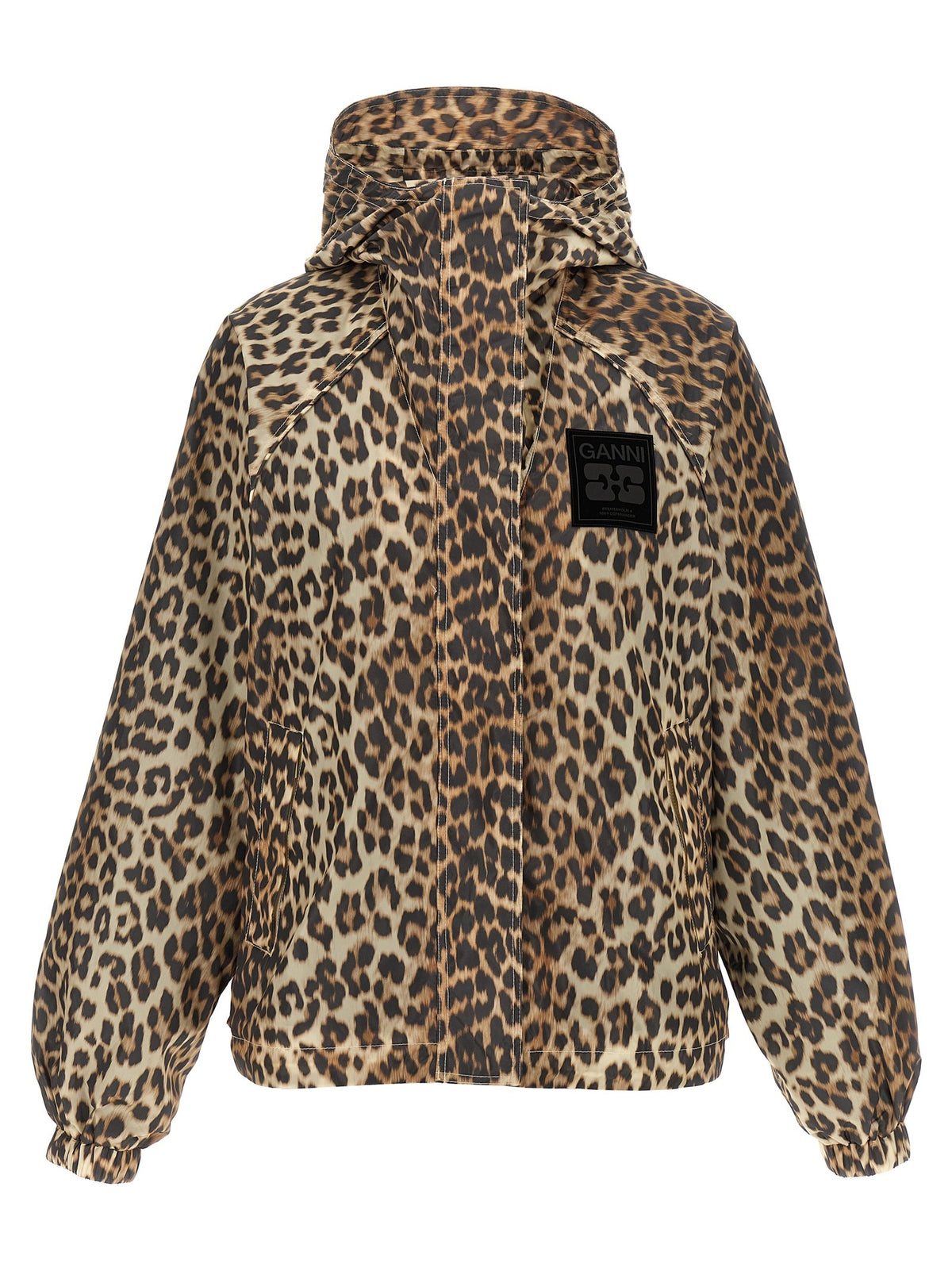 GANNI - 'Leopard Print Nylon' windbreaker leopard-print-nylon-windbreaker