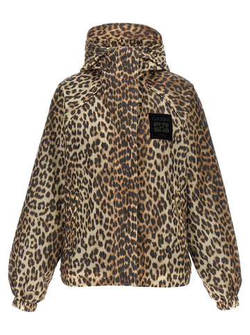 GANNI - 'Leopard Print Nylon' windbreaker leopard-print-nylon-windbreaker