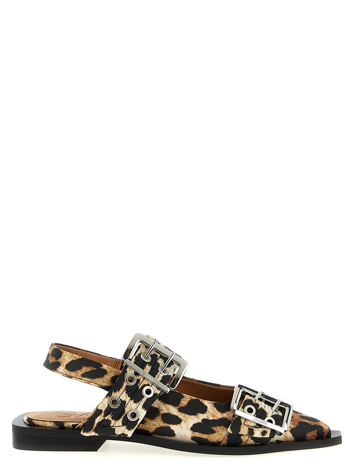GANNI - 'Leopard Satin Feminine Buckle' slingback leopard-satin-feminine-buckle-slingback
