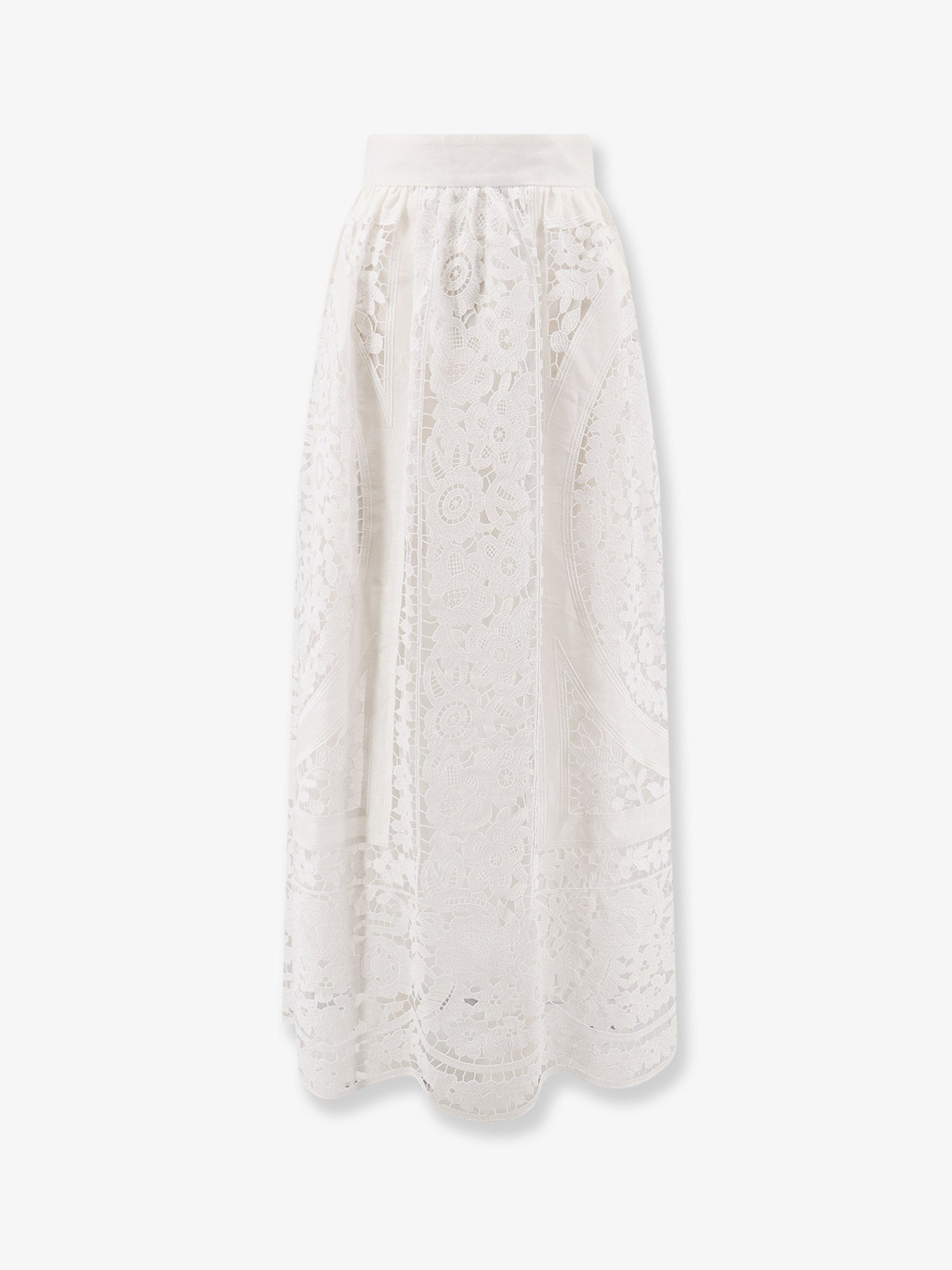 Dolce & Gabbana Linen and cotton skirt with laces embroidery