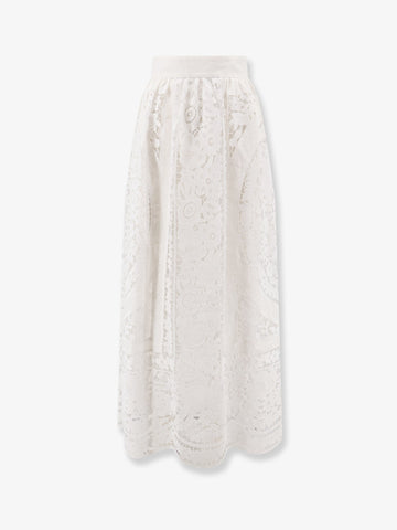 Dolce & Gabbana Linen and cotton skirt with laces embroidery