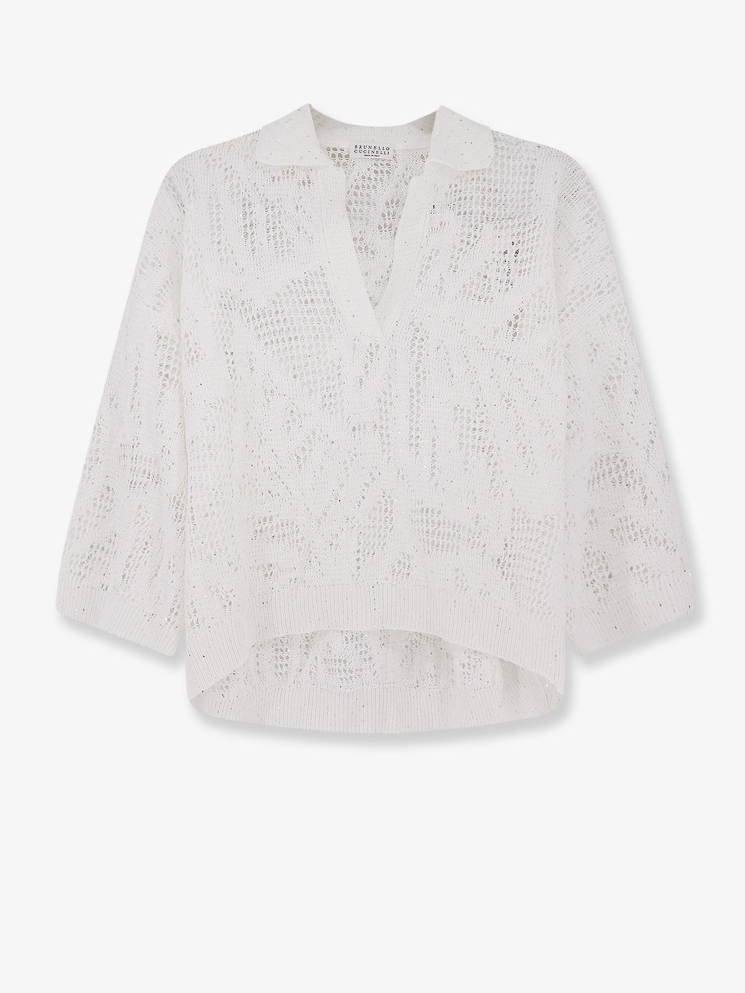 Linen and cotton sweater with all-over sequin motif linen-and-cotton-sweater-with-all-over-sequin-motif