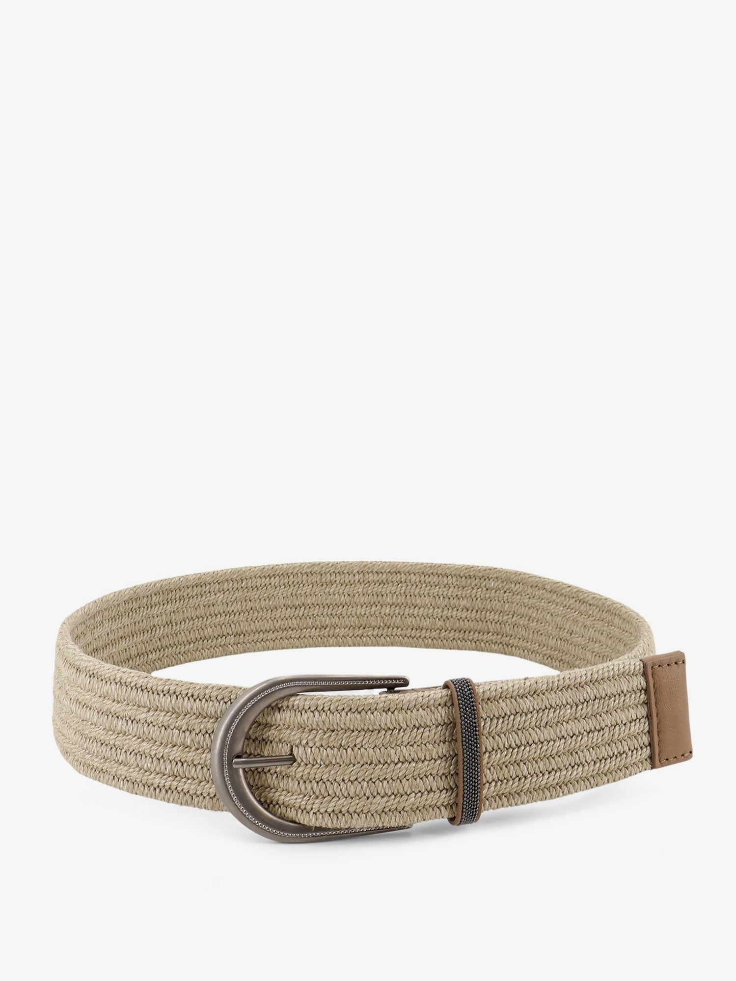 Brunello Cucinelli Linen belt with Shiny Loop detail