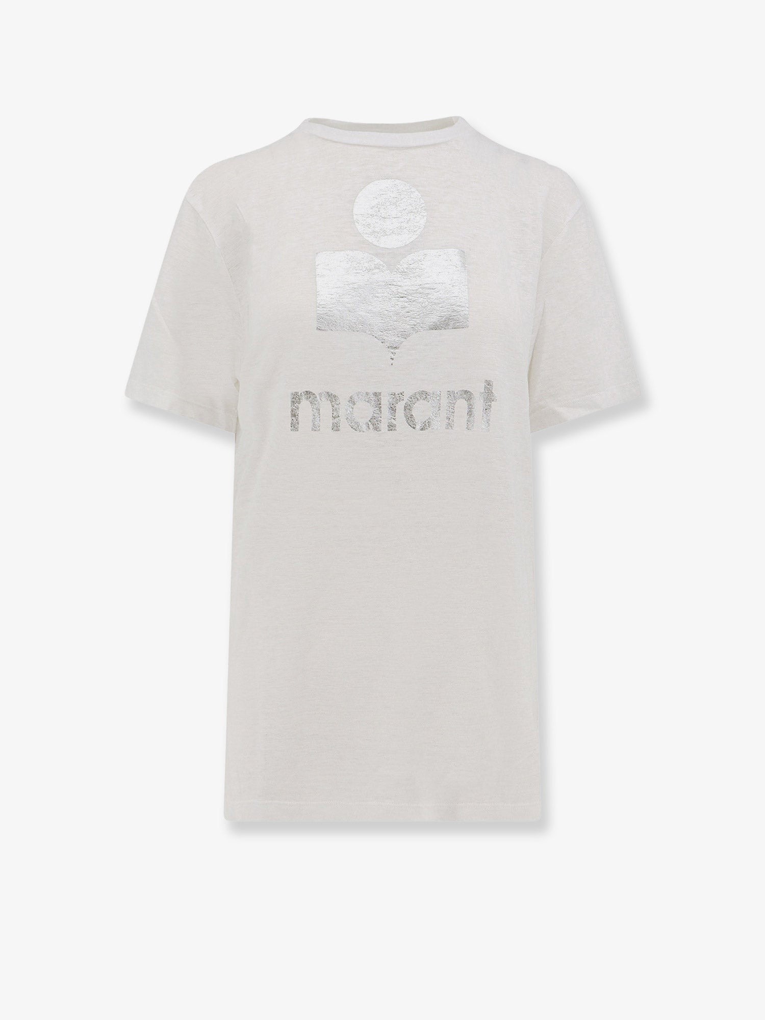MARANT ETOILE - Linen t-shirt with laminated logo on the front