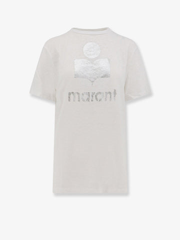 MARANT ETOILE - Linen t-shirt with laminated logo on the front