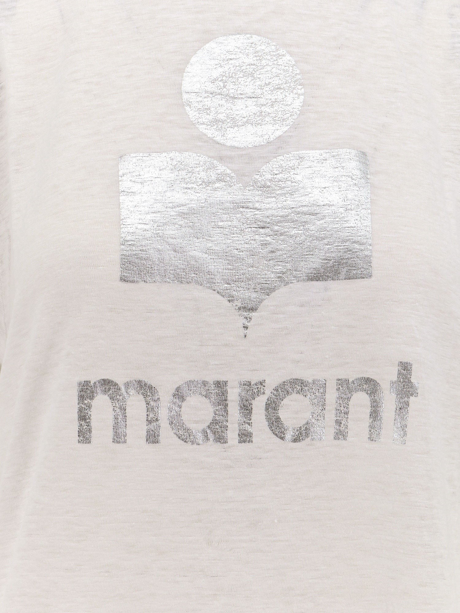 MARANT ETOILE - Linen t-shirt with laminated logo on the front