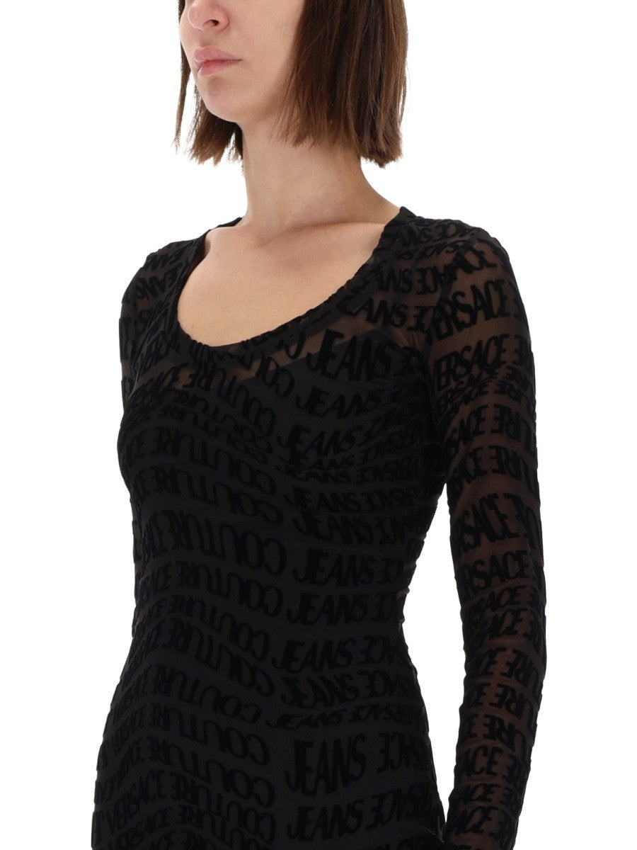 "LIQUIFY LOGOMANIA" MIDI DRESS