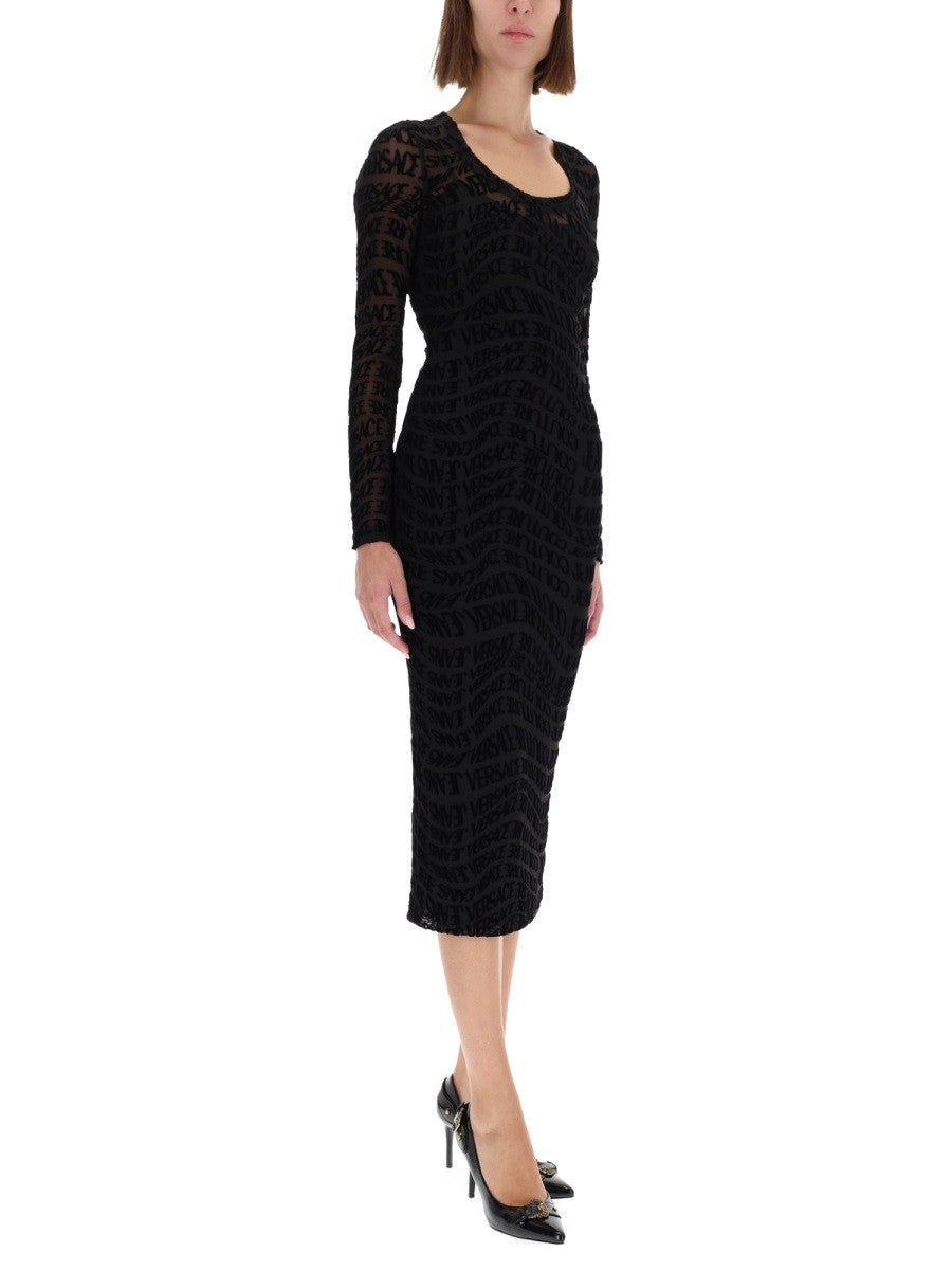 "LIQUIFY LOGOMANIA" MIDI DRESS