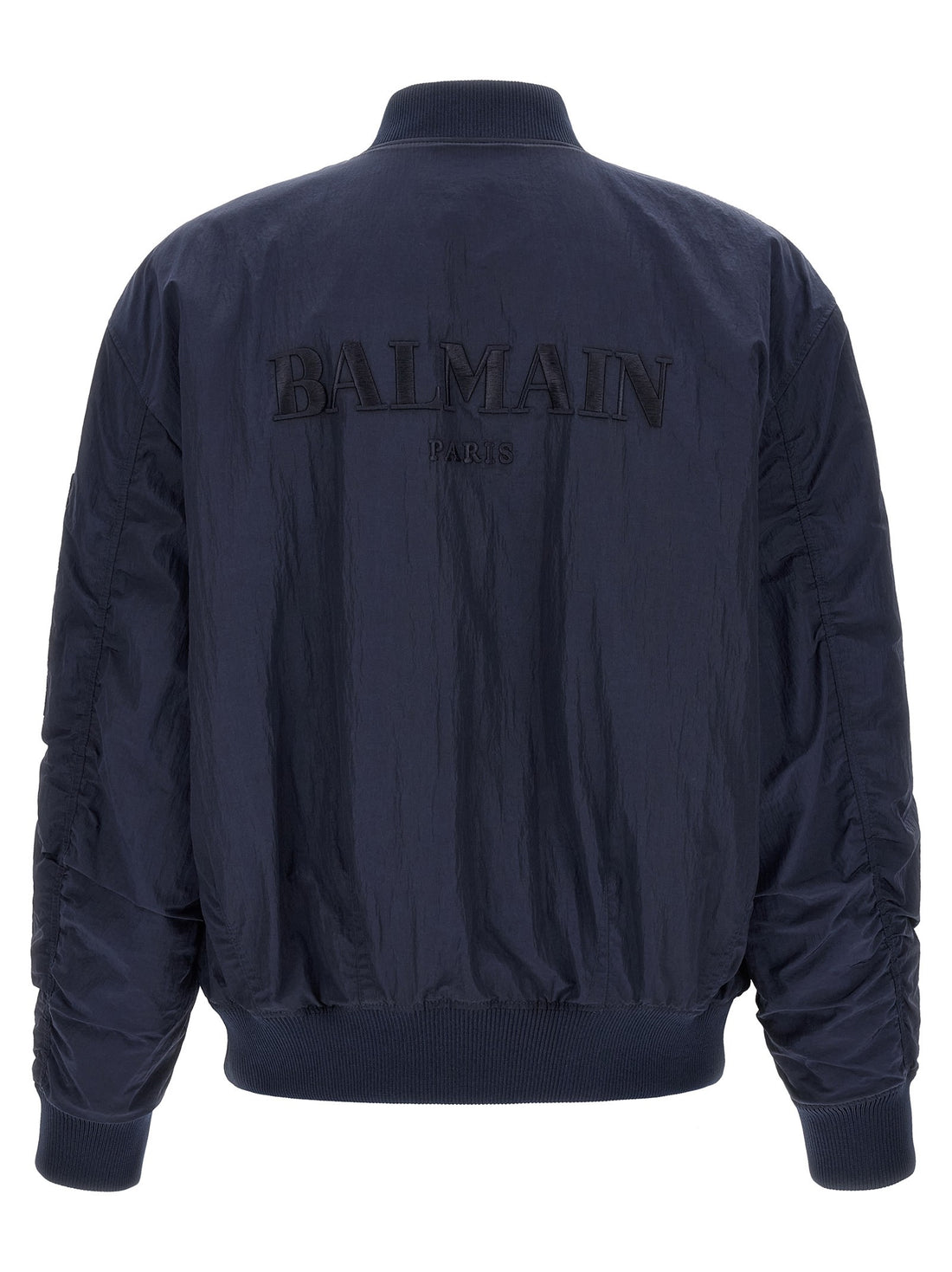 Balmain - Logo embroidery bomber jacket Blue