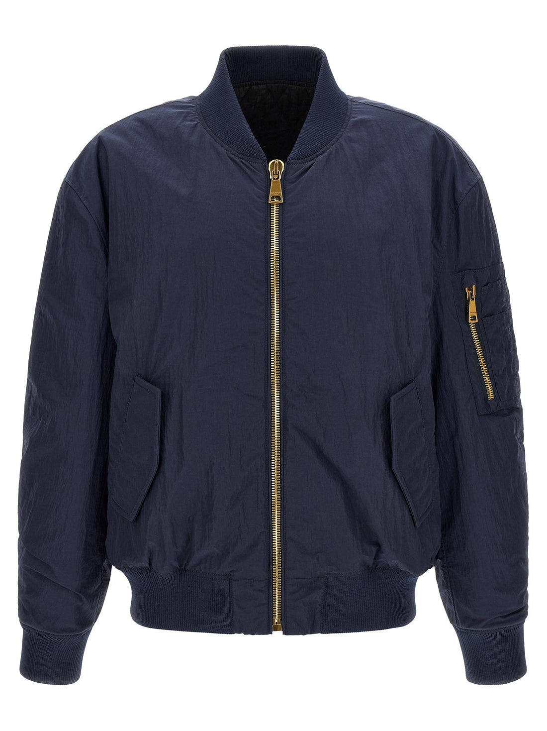 Balmain - Logo embroidery bomber jacket Blue