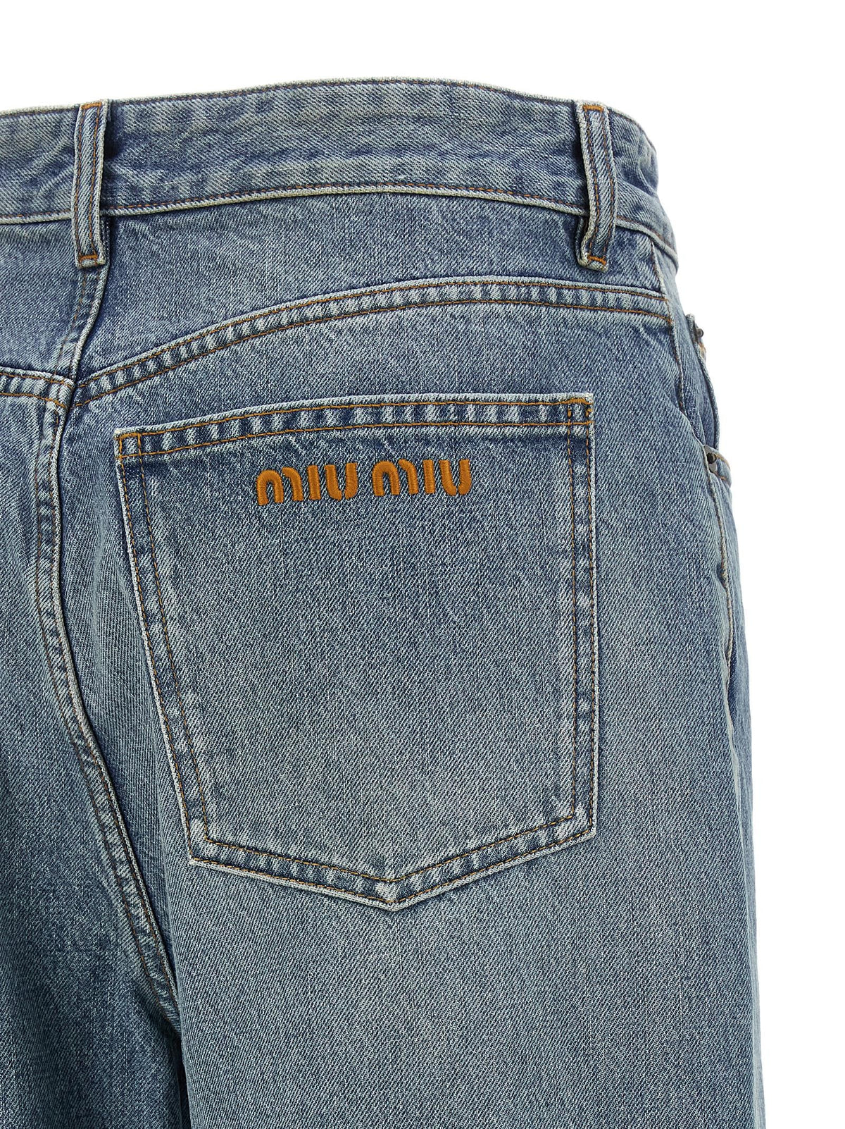 Miu Miu - Logo embroidery jeans