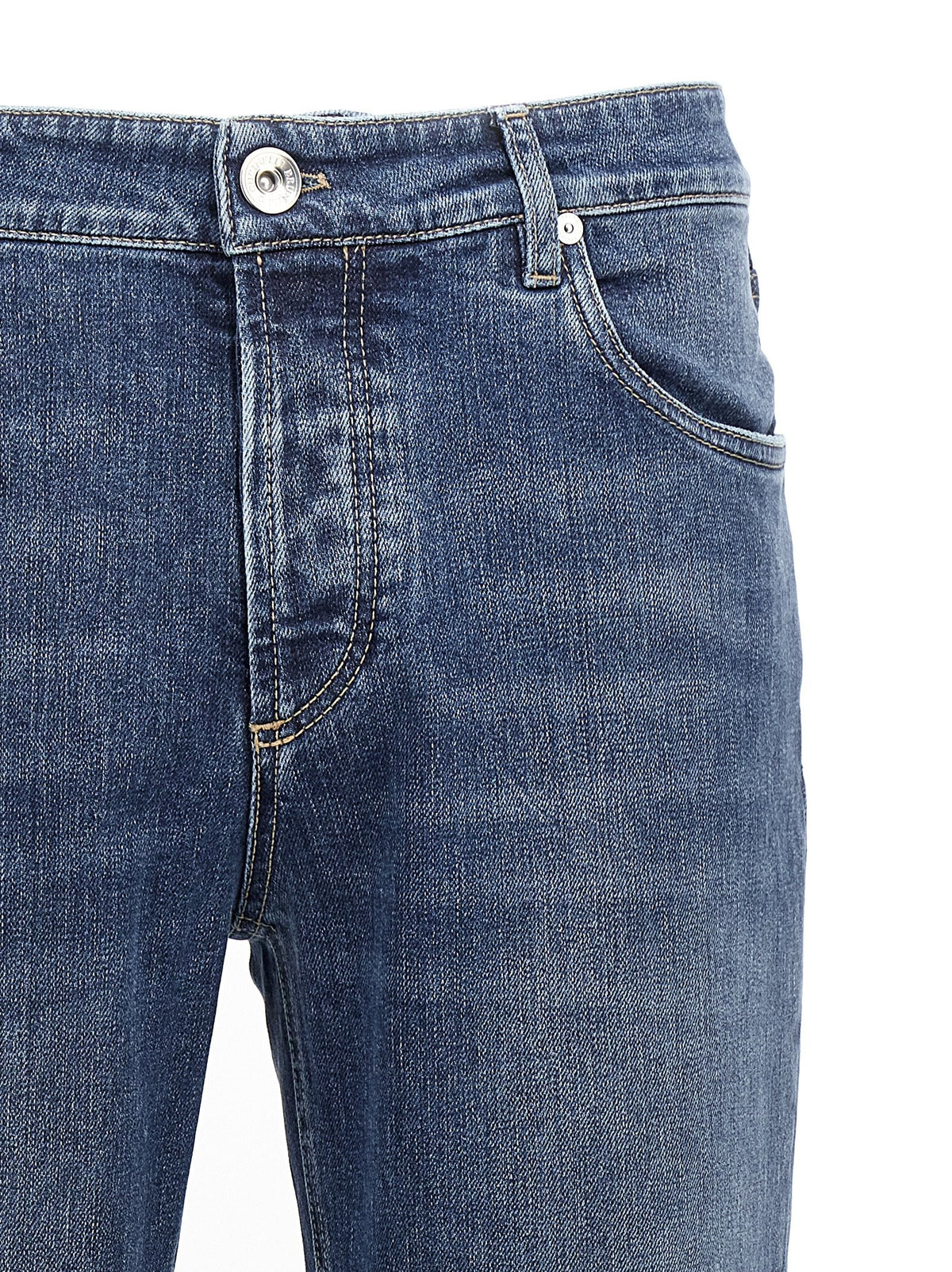 Brunello Cucinelli - Logo embroidery stretch jeans