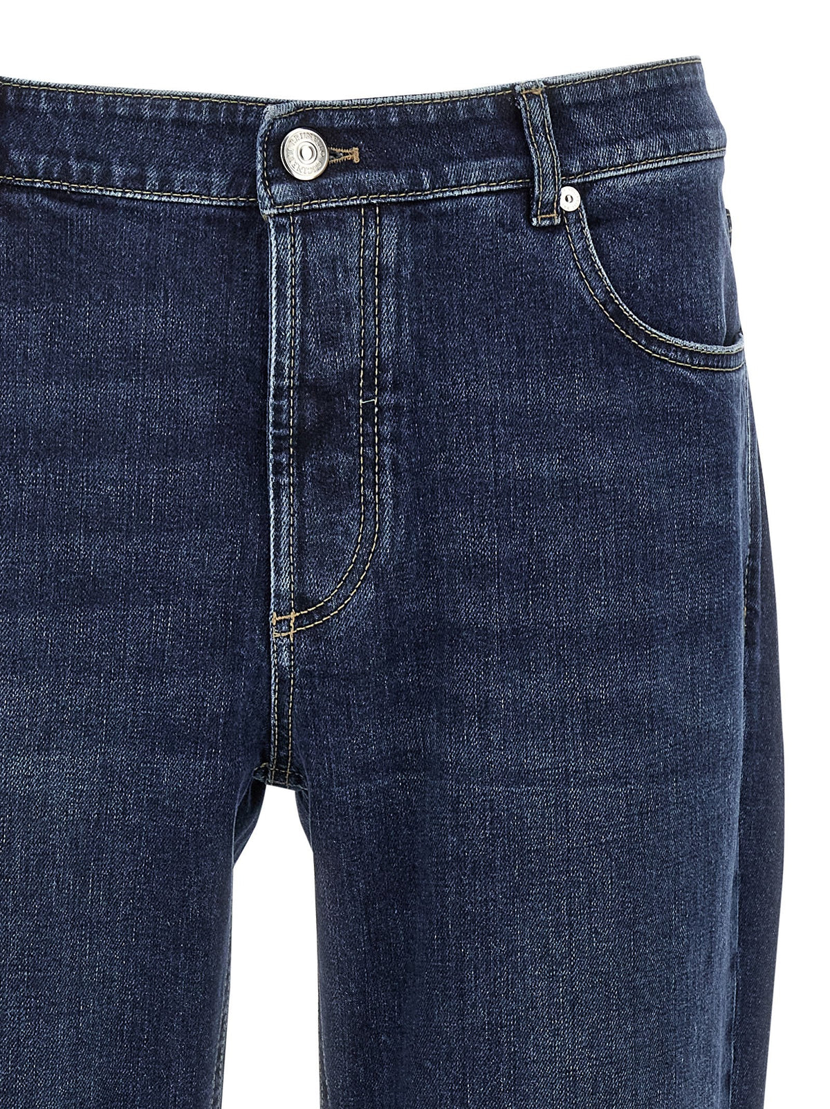 Brunello Cucinelli - Logo embroidery stretch jeans