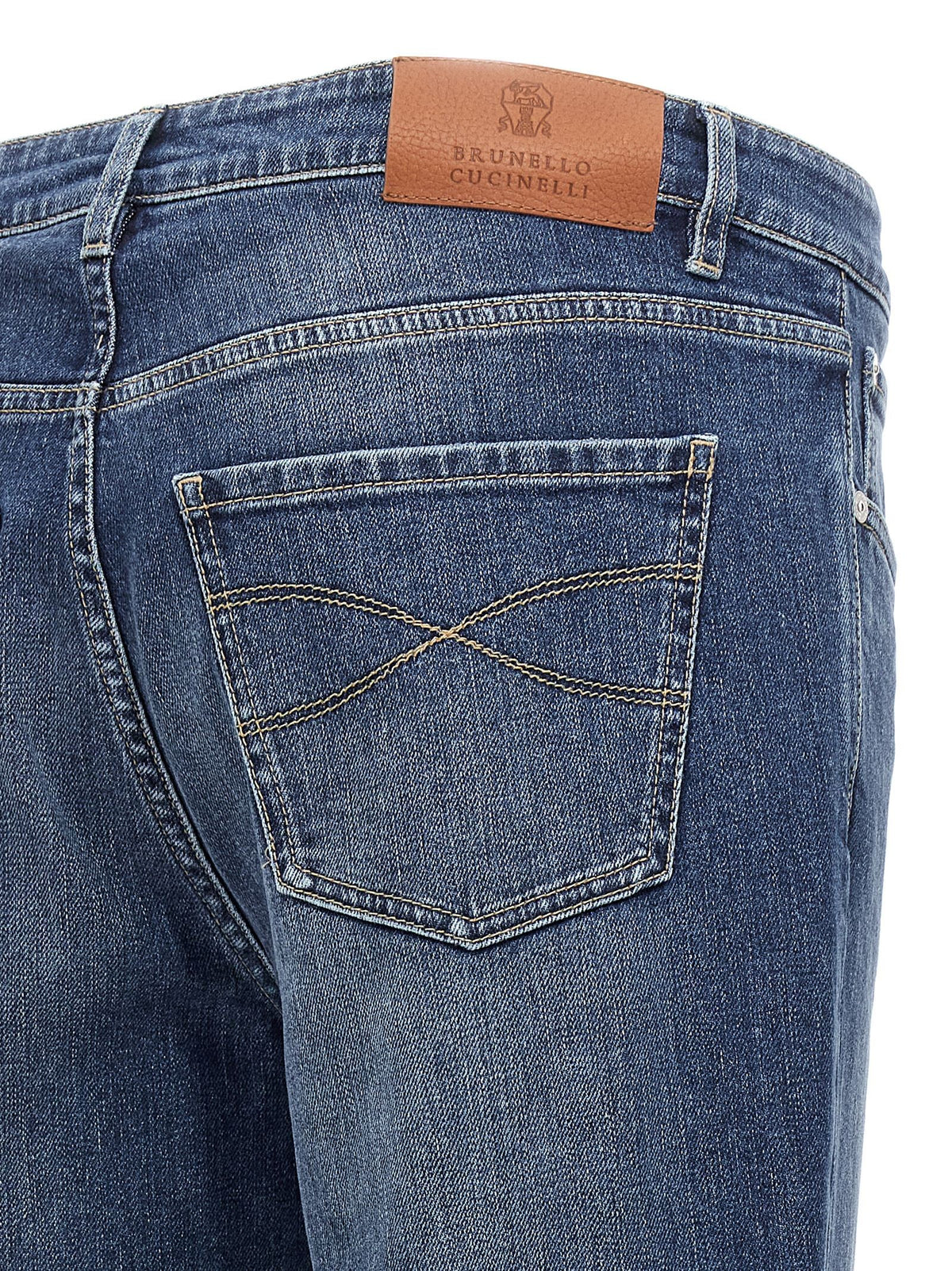 Brunello Cucinelli - Logo embroidery stretch jeans