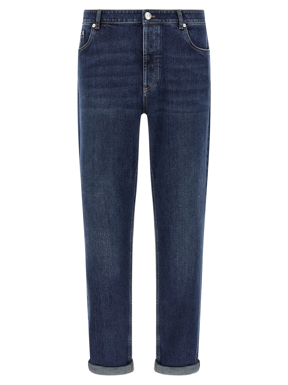 Brunello Cucinelli - Logo embroidery stretch jeans