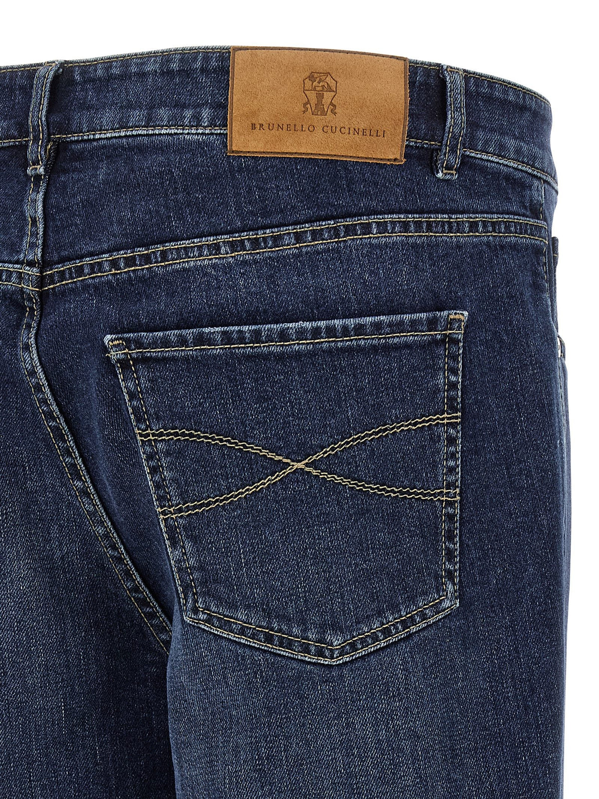Brunello Cucinelli - Logo embroidery stretch jeans