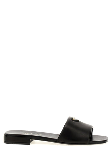PRADA - Logo leather sandals Black